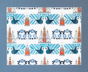 Эскиз дизайна ткани «Москва», 1922–1924гг., Бакст Лев